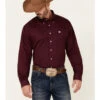 Cinch C‌inch Men's Solid Burgundy Button Long Sleeve Western Shirt