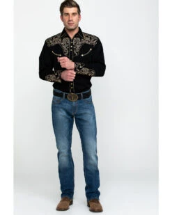 Scully Men's Embroidered Scroll Long Sleeve Snap Western Shirt -Velora Studio Shop 0927J8 89 P6