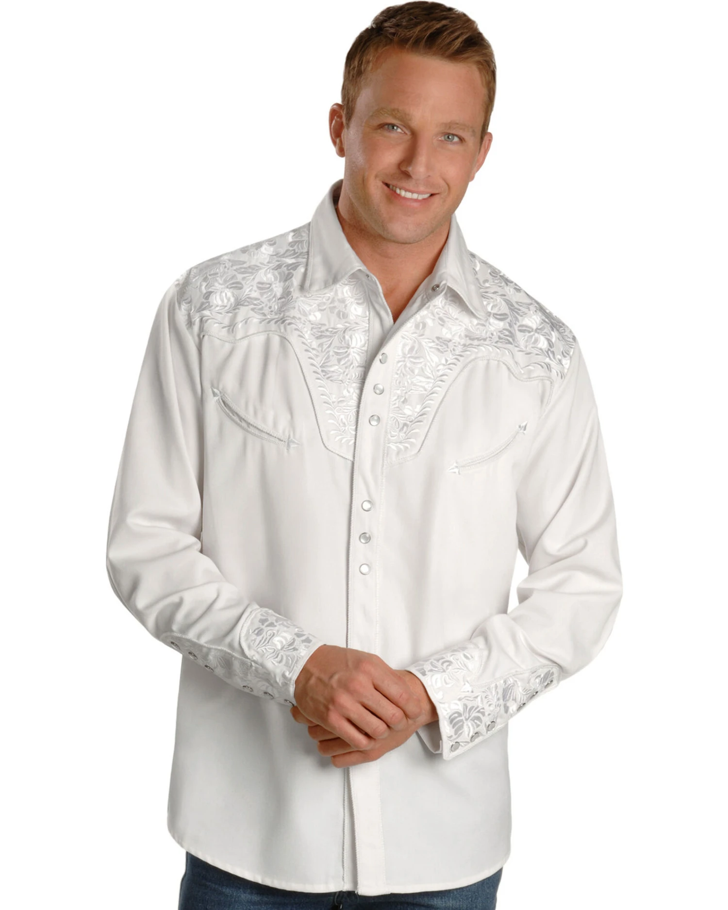 Scully Men's Embroidered Gunfighter Long Sleeve Western Shirt 1 Scully Men's Embroidered Gunfighter Long Sleeve Western Shirt