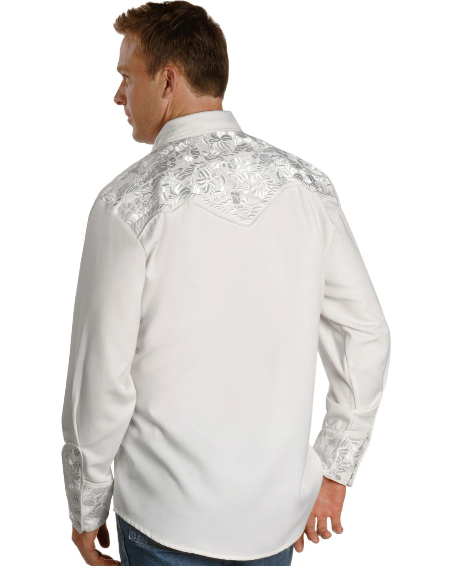Scully Men's Embroidered Gunfighter Long Sleeve Western Shirt 3 Scully Men's Embroidered Gunfighter Long Sleeve Western Shirt - Image 3