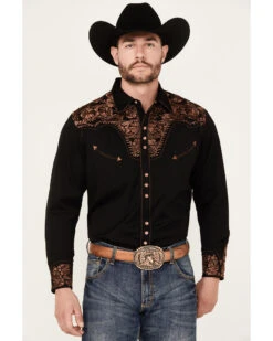 Scully Men's Embroidered Gunfighter Long Sleeve Snap Western Shirt 