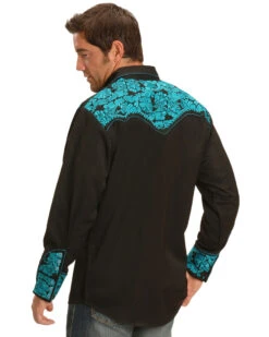 Scully Men's Gunfighter Embroidered Long Sleeve Snap Western Shirt  -Velora Studio Shop 2000253855 440 P2