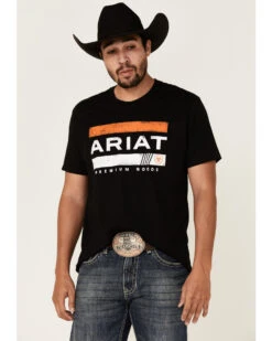 Ariat Men's Black Bar Stripe Logo Short Sleeve T-Shirt