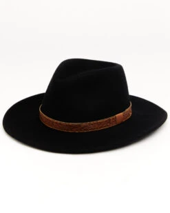 Cody James Men's Brown Leather Embossed Band Western Felt Hat