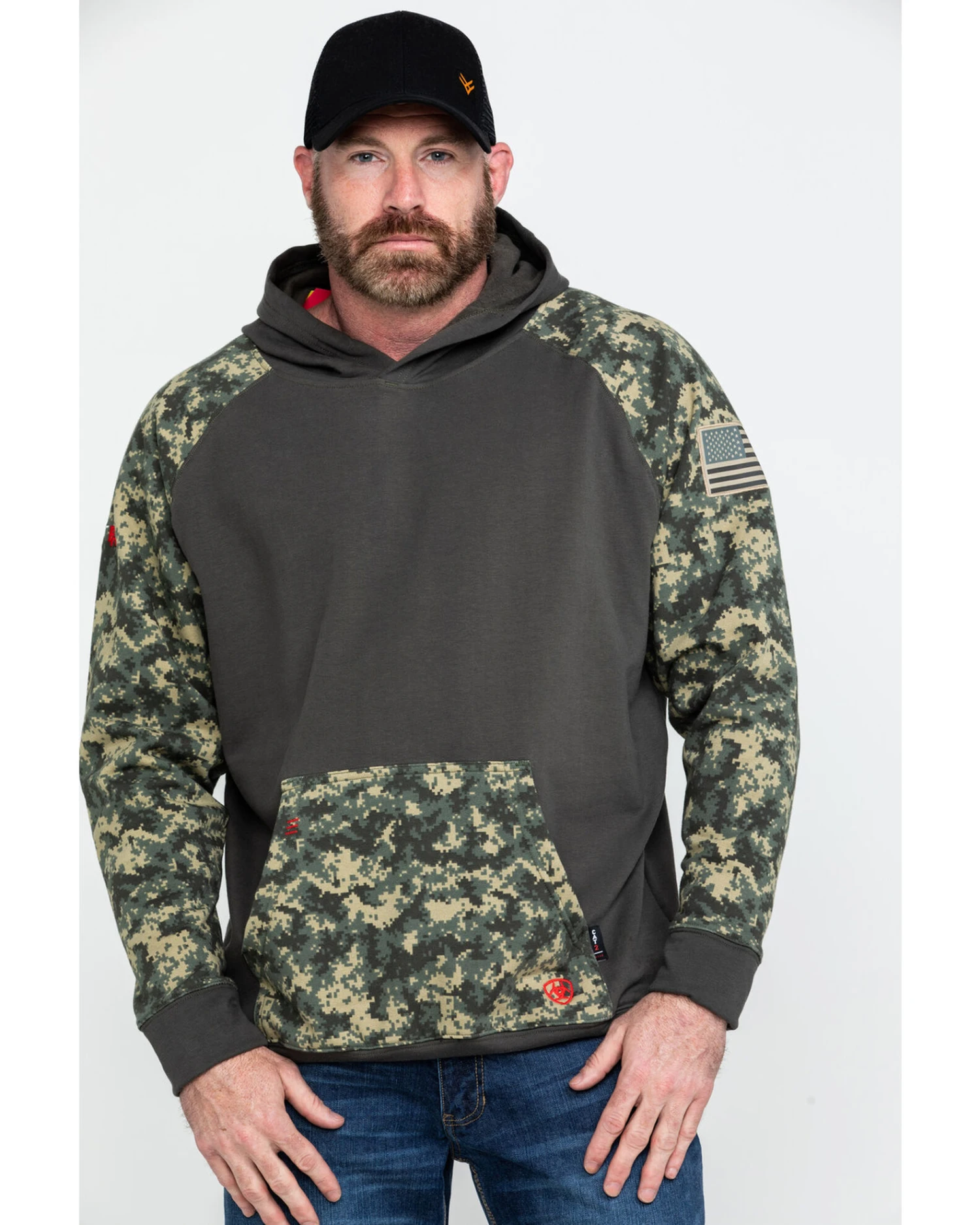 Ariat Men's FR Durastretch Camo Patriot Work Hooded Sweatshirt 1 Ariat Men's FR Durastretch Camo Patriot Work Hooded Sweatshirt