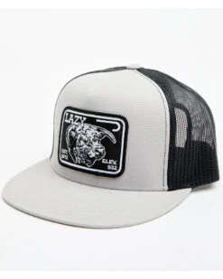 Lazy J Ranch Men's Black Elevation Cowhead Logo Patch Mesh-Back Ball Cap