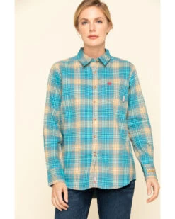 Ariat Women's FR Savana Plaid Print Long Sleeve Work Shirt