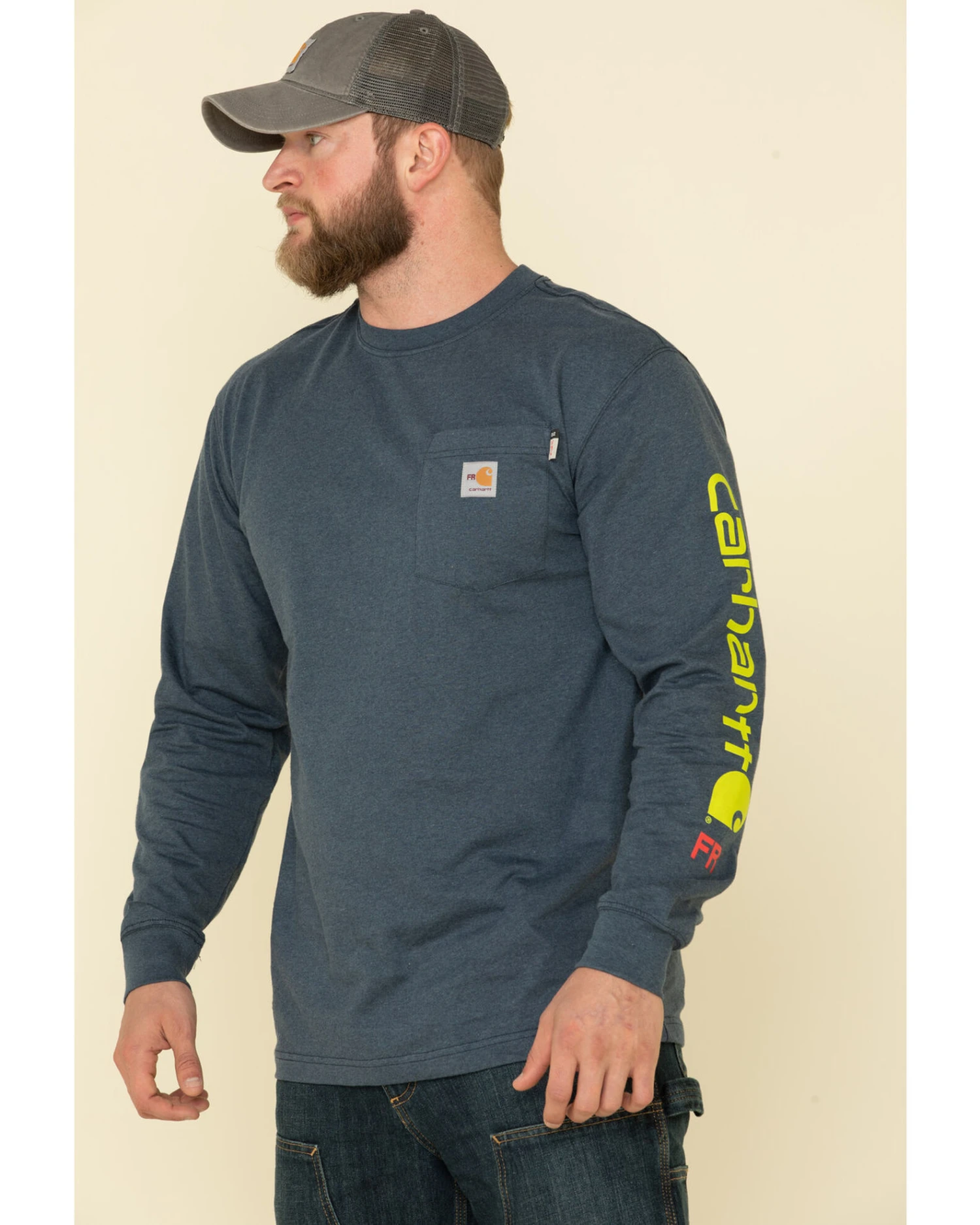 Carhartt Men's M-FR Midweight Signature Logo Long Sleeve Work Shirt 1 Carhartt Men's M-FR Midweight Signature Logo Long Sleeve Work Shirt