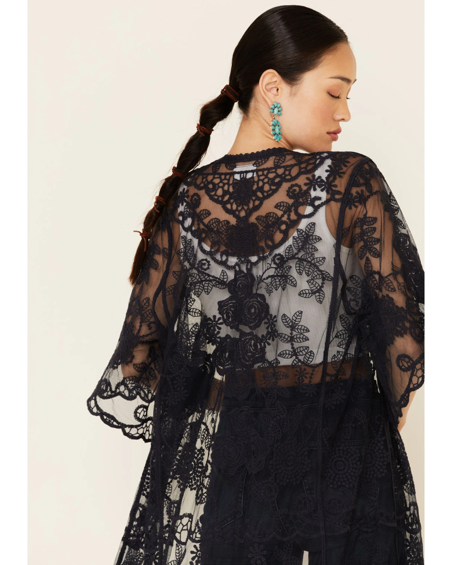 Shyanne Women's Lace Duster Kimono 4 Shyanne Women's Lace Duster Kimono - Image 4