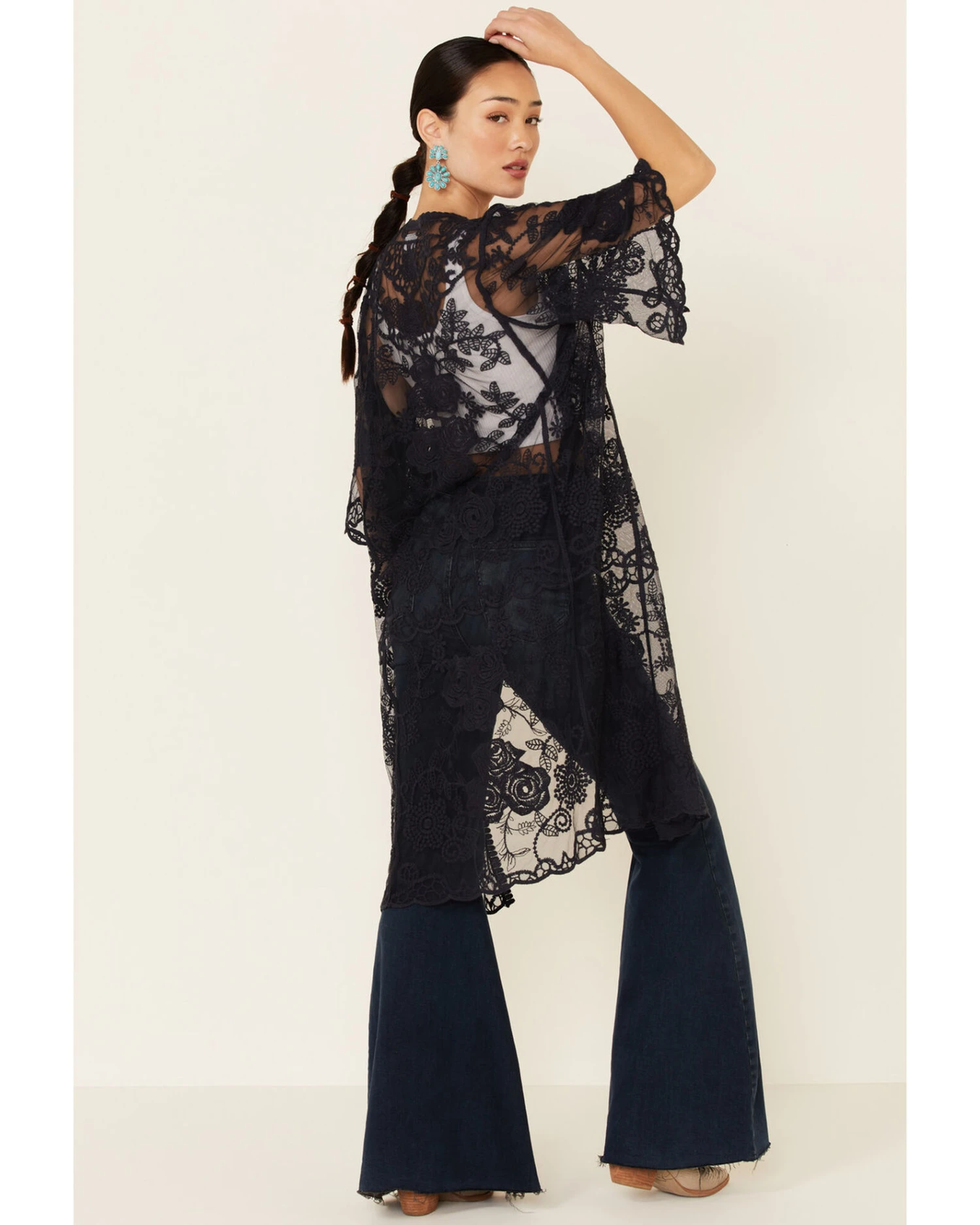 Shyanne Women's Lace Duster Kimono 5 Shyanne Women's Lace Duster Kimono - Image 5