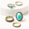 Shyanne Women's 5-piece Gold & Turquoise Ring Set