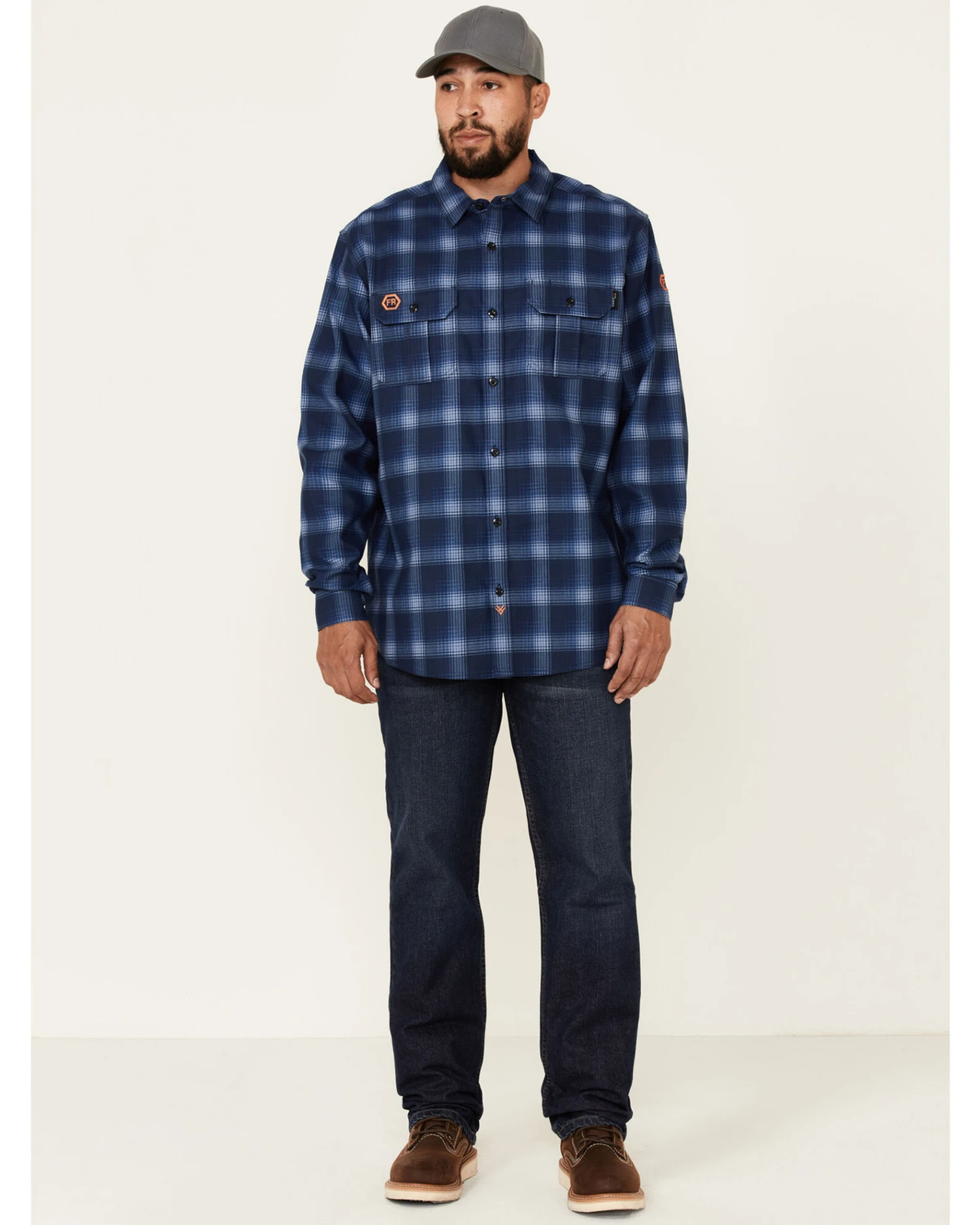 Hawx Men's FR Plaid Print Long Sleeve Button-Down Work Shirt 2 Hawx Men's FR Plaid Print Long Sleeve Button-Down Work Shirt - Image 2