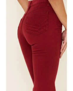 Shyanne Women's Red Seamed Pocket Flare Jeans -Velora Studio Shop 2000338350 600 P5