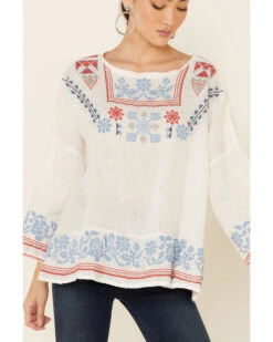 Johnny Was Women's Mateo Embroidered Gauze Long Sleeve Top -Velora Studio Shop 2000339047 100 P3