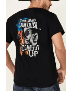 Cowboy Up Men's Two Words America Short Sleeve Graphic T-Shirt  -Velora Studio Shop 2000339262 001 P4