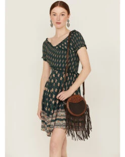 Shyanne Women's Amber Embossed Circle Crossbody Bag