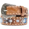 Shyanne Women's Shades Of Blue Floral Embroidery Belt 