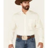 Cinch Men's Modern Fit Solid Cream Long Sleeve Button Down Western Shirt 