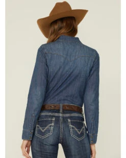Shyanne Women's Dark Wash Shy Life Western Denim Shirt -Velora Studio Shop 2000351308 401 P3