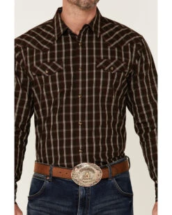 Moonshine Spirit Men's Mahogany Plaid Long Sleeve Snap Western Shirt  -Velora Studio Shop 2000351700 640 P3