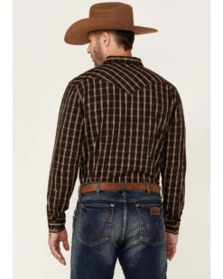 Moonshine Spirit Men's Mahogany Plaid Long Sleeve Snap Western Shirt  -Velora Studio Shop 2000351700 640 P4