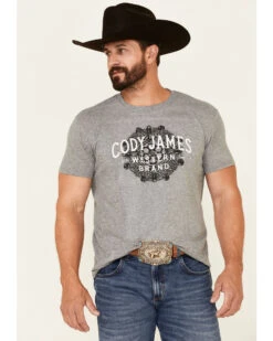 Cody James Men's Gray Southwestern Cylinder Graphic Short Sleeve T-Shirt