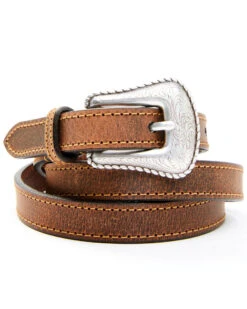 Shyanne Women's Daisy Brown Skinny Leather Belt