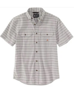 Carhartt Men's Loose Fit Stripe Short Sleeve Button Down Work Shirt 