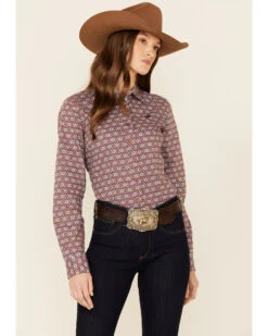 Cinch Women's Geo Print Long Sleeve Button Down Western Core Shirt 