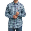 Ariat Men's FR Pontchartrain Retro Plaid Print Long Sleeve Snap Work Shirt 