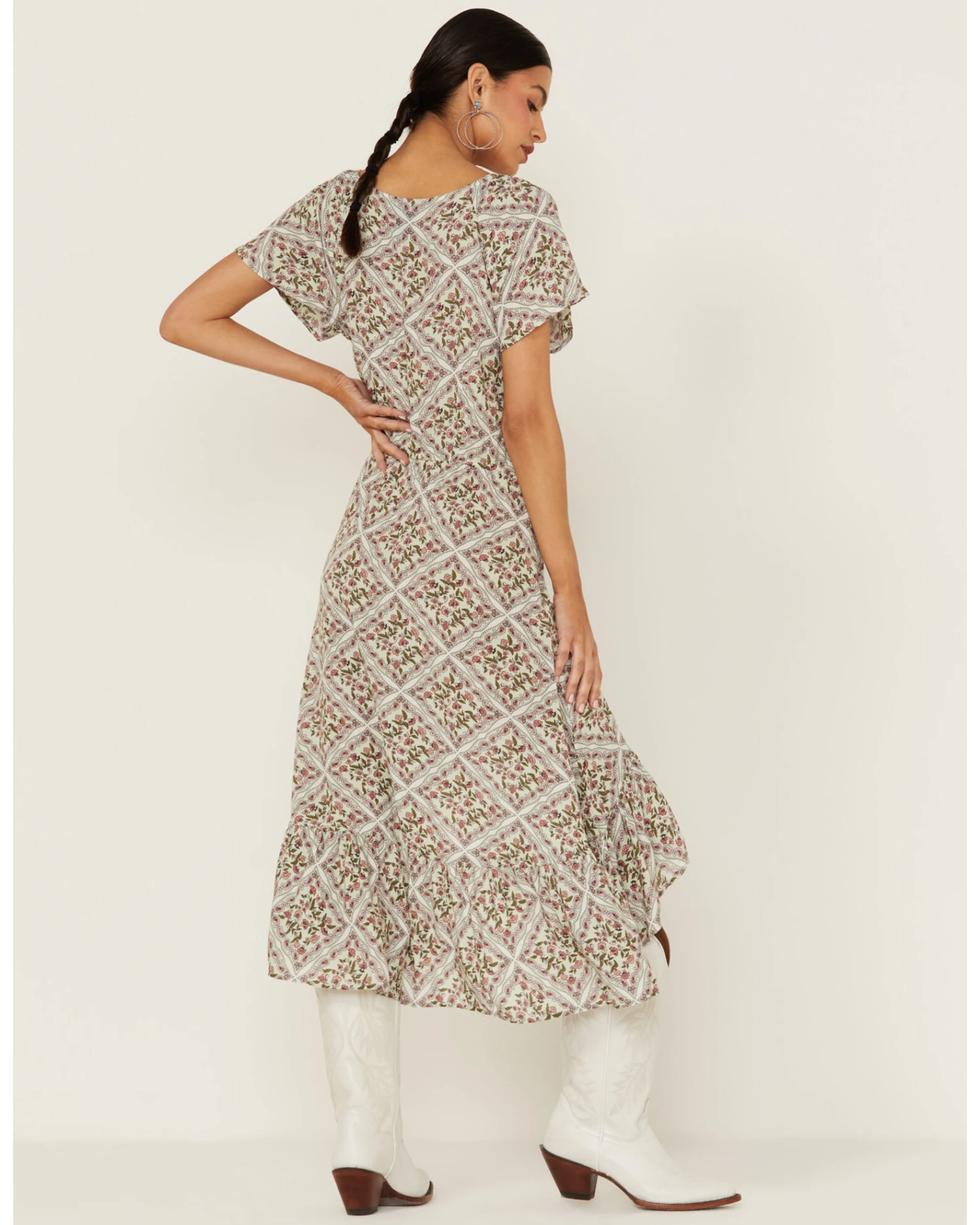 Wrangler Women's Floral Short Sleeve Surplice Wrap Dress 3 Wrangler Women's Floral Short Sleeve Surplice Wrap Dress - Image 3