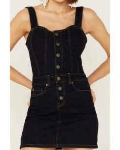 Shyanne Women's Dark Wash Denim Button Mini Dress -Velora Studio Shop 2000358487 416 P3