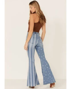 Shyanne Women's Stars & Stripes Print High Rise Super Flare Jeans -Velora Studio Shop 2000358728 414 P4