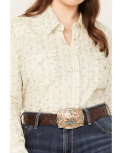 Roper Women's Floral Print Long Sleeve Pearl Snap Western Shirt - Plus -Velora Studio Shop 2000358906 110 P3