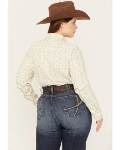 Roper Women's Floral Print Long Sleeve Pearl Snap Western Shirt - Plus -Velora Studio Shop 2000358906 110 P4
