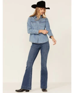 Idyllwind Women's Medium Wash Signature Turquoise Snap Button Western Shirt -Velora Studio Shop 2000359142 414 P4