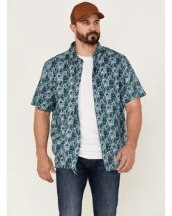 Gibson Men's Saguro Floral Print Short Sleeve Button Down Western Shirt 