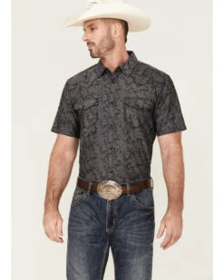 Moonshine Spirit Men's Pub Crawl Paisley Print Short Sleeve Snap Western Shirt 