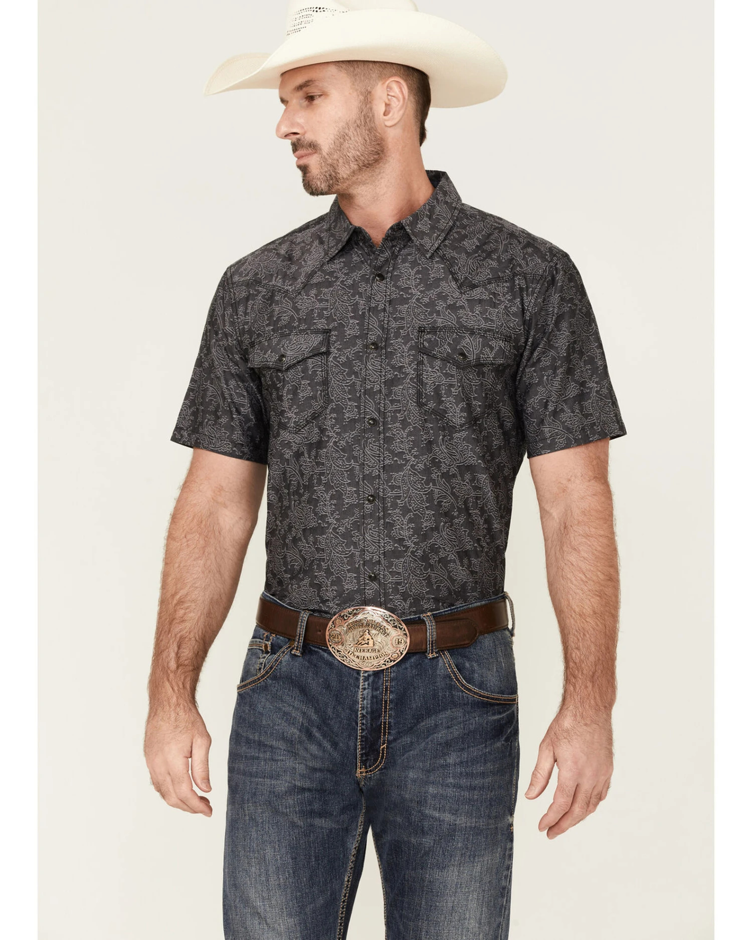 Moonshine Spirit Men's Pub Crawl Paisley Print Short Sleeve Snap Western Shirt 1 Moonshine Spirit Men's Pub Crawl Paisley Print Short Sleeve Snap Western Shirt