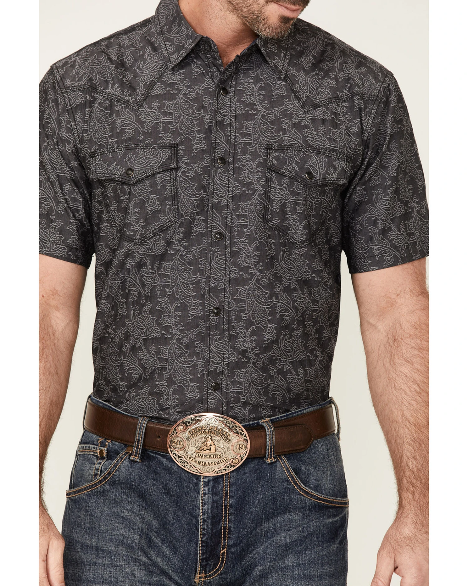 Moonshine Spirit Men's Pub Crawl Paisley Print Short Sleeve Snap Western Shirt 3 Moonshine Spirit Men's Pub Crawl Paisley Print Short Sleeve Snap Western Shirt - Image 3