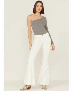 Shyanne Women's Mr. Flare Mid Rise White Cloud Dancer Flare Jeans