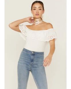 Panhandle Women's Eyelet Flounce Top