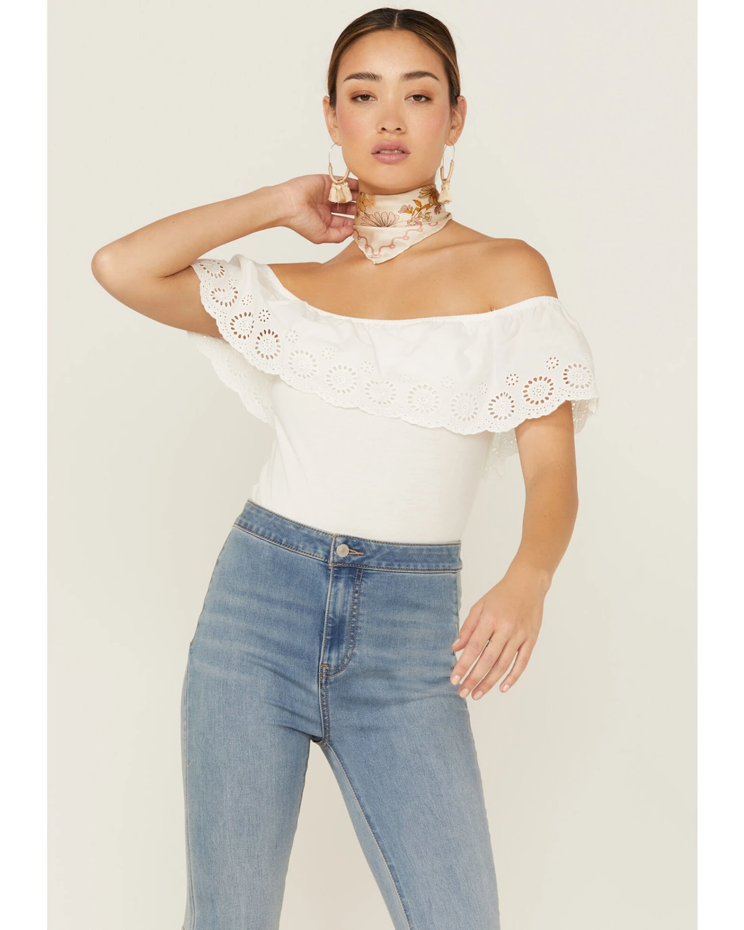 Panhandle Women's Eyelet Flounce Top 1 Panhandle Women's Eyelet Flounce Top