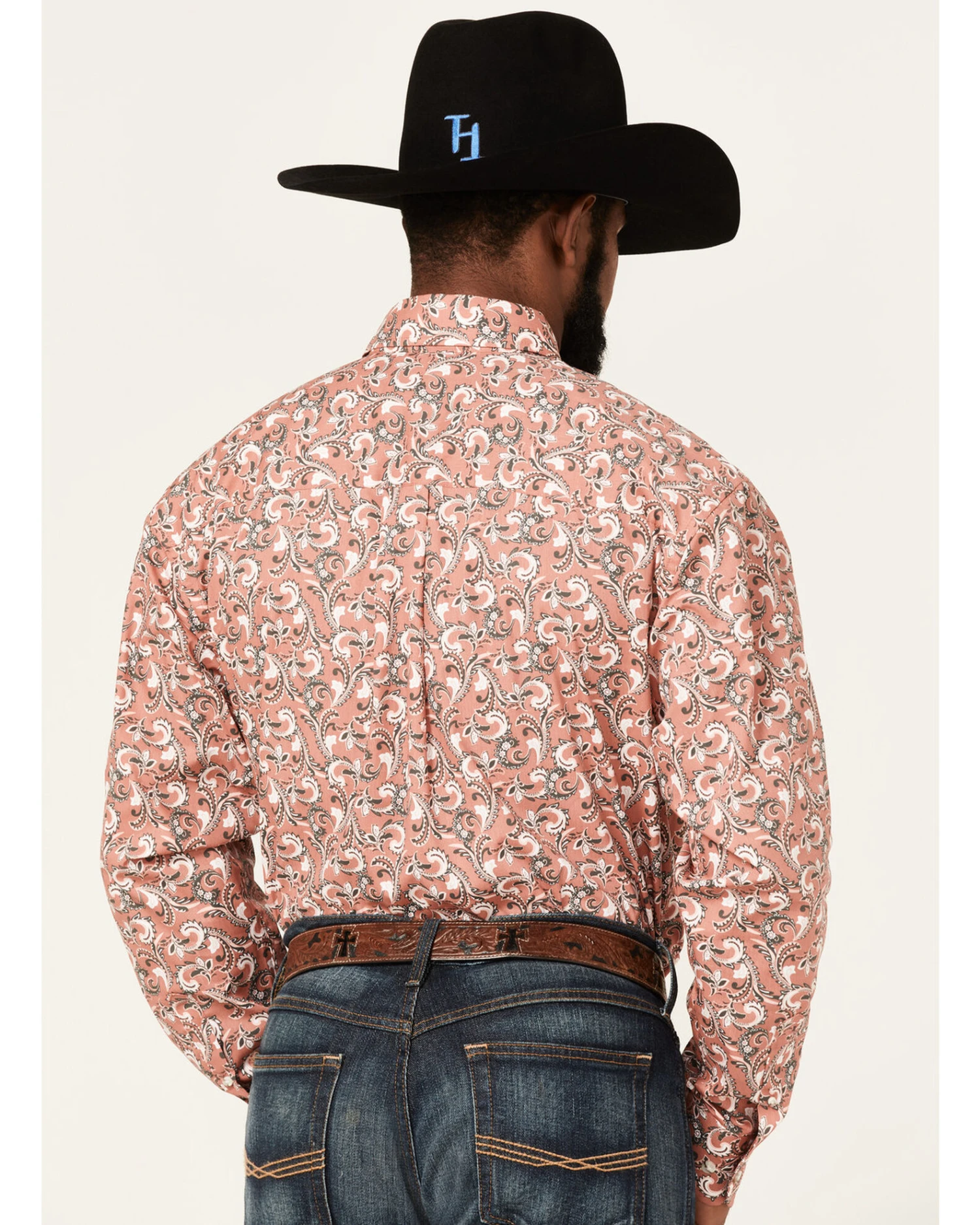 George Strait By Wrangler Men's Paisley Print Long Sleeve Button Down Western Shirt 2 George Strait By Wrangler Men's Paisley Print Long Sleeve Button Down Western Shirt - Image 2
