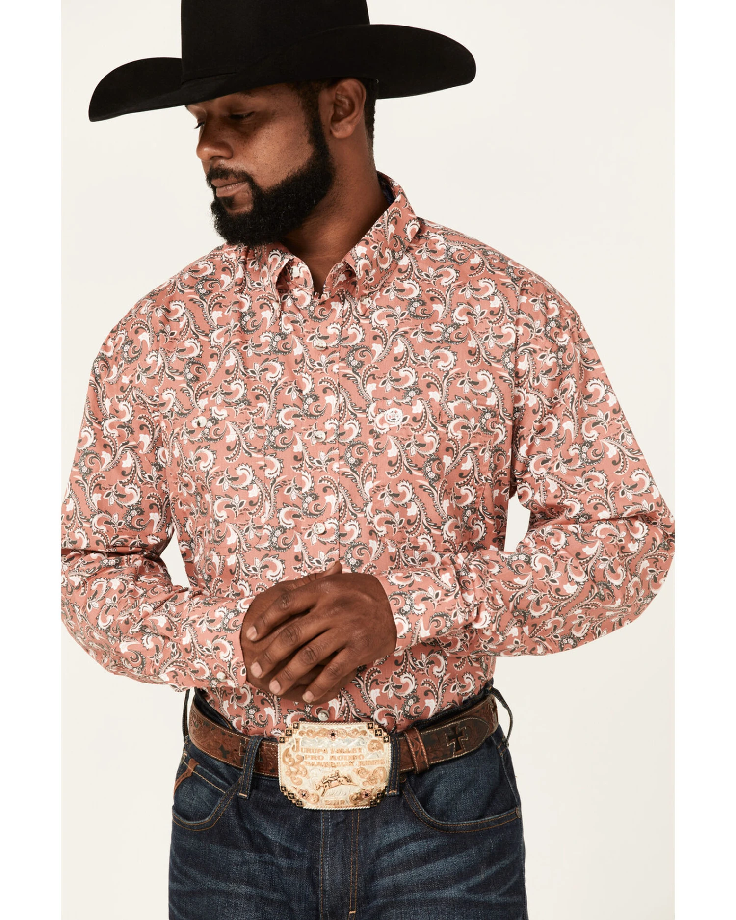 George Strait By Wrangler Men's Paisley Print Long Sleeve Button Down Western Shirt 3 George Strait By Wrangler Men's Paisley Print Long Sleeve Button Down Western Shirt - Image 3