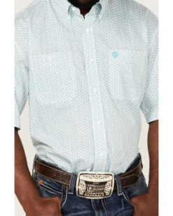 George Strait By Wrangler Men's Geo Print Short Sleeve Button Down Western Shirt  -Velora Studio Shop 2000360620 440 P3