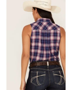 Ariat Women's R.E.A.L. Billie Jean Plaid Print Sleeveless Button-Down Western Shirt -Velora Studio Shop 2000362851 220 P4