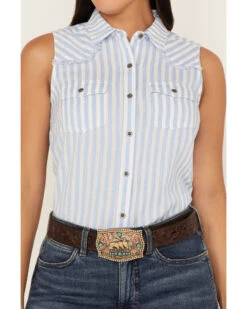 Ariat Women's Stripe Print Boom Boom Sleeveless Snap Western Shirt -Velora Studio Shop 2000362870 400 P3