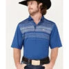 Cinch Men's ARENAFLEX Royal Chest Stripe Short Sleeve Polo Shirt 