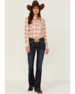 Wrangler Women's Plaid Print Long Sleeve Western Shirt -Velora Studio Shop 2000363843 681 P4